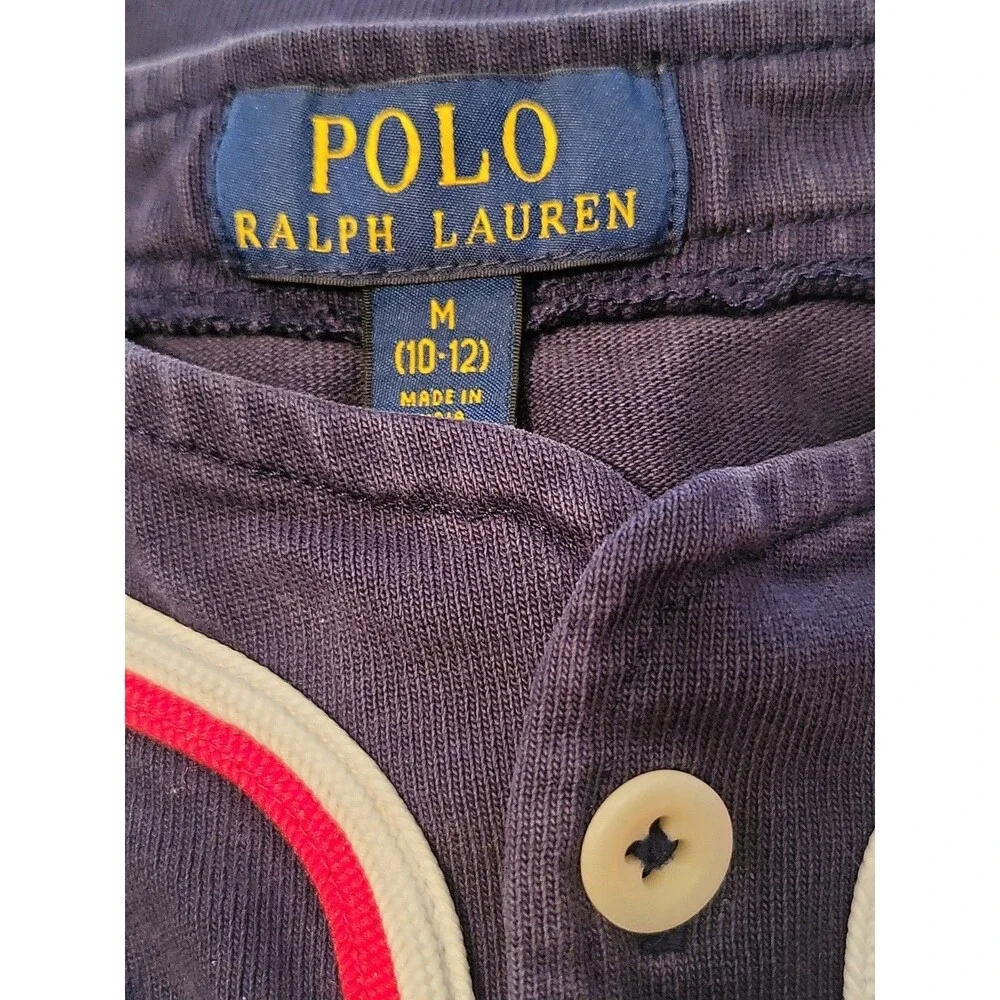(#L1) Polo Ralph Lauren Polo Bears Jersey Shirt Blue Size Kid's M (10-12)